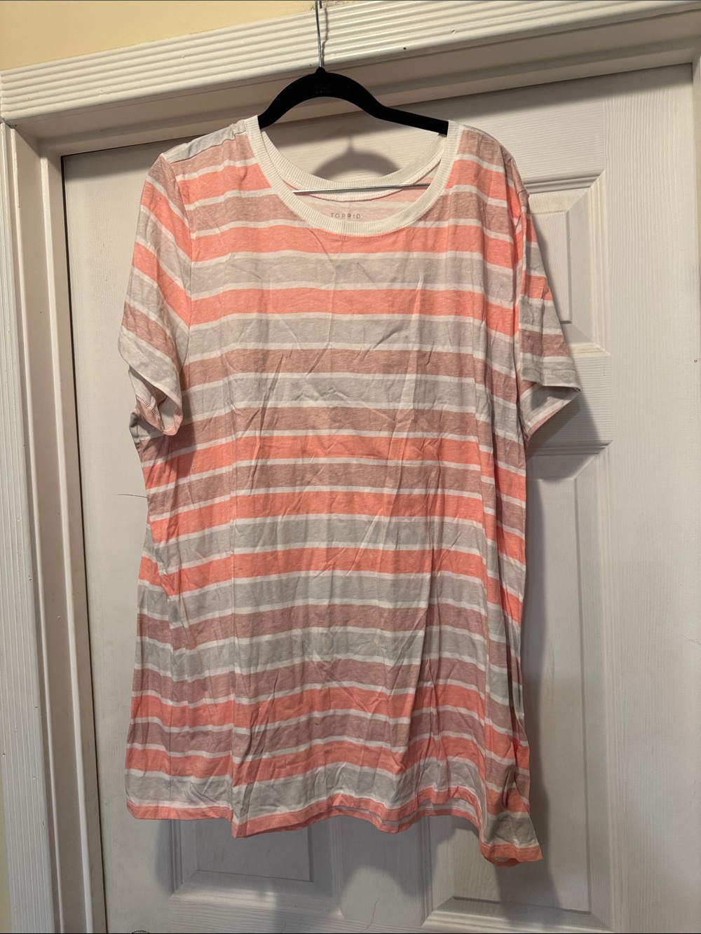 Torrid Soft Striped Kids Tee in Peach and White